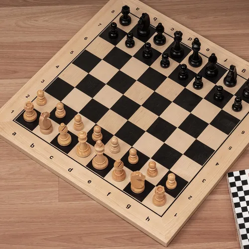 Miniatura 5 de A&A Tablero de ajedrez profesional de madera de 17.25 pulgadas con bolsa de almacenamiento, madera de ébano e incrustaciones de arce, cuadrados