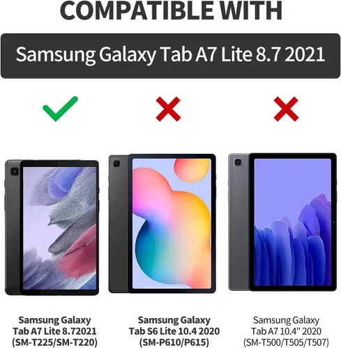 Miniatura 2 de Funda para Samsung Galaxy Tab A7 Lite de 8.7 pulgadas modelo 2021 (SM-T220/T225/T227), funda protectora delgada de piel sintética con función