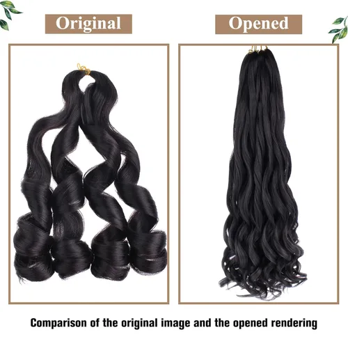 Miniatura 4 de COOKOO 9 paquetes de cabello rizado francés trenzado de 18 pulgadas, suave y flexible, cabello trenzado de alta calidad, rizos franceses, extensión
