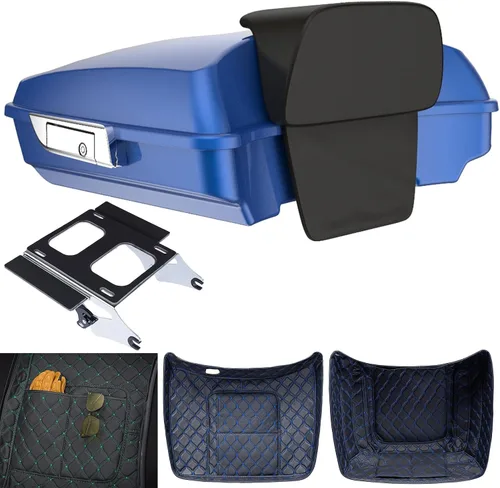 Miniatura 14 de Moto Onfire cajuela para equipaje Tour-Pak para moto con respaldo para Harley Davidson 14 Later Touring Street Glide FLH FLHX FLHR., Azul