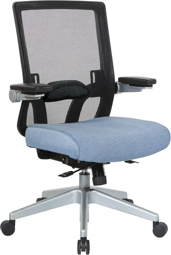 Space Seating 867 Series - Silla de administrador ajustable con respaldo de malla transpirable, soporte lumbar y brazos abatibles acolchados,