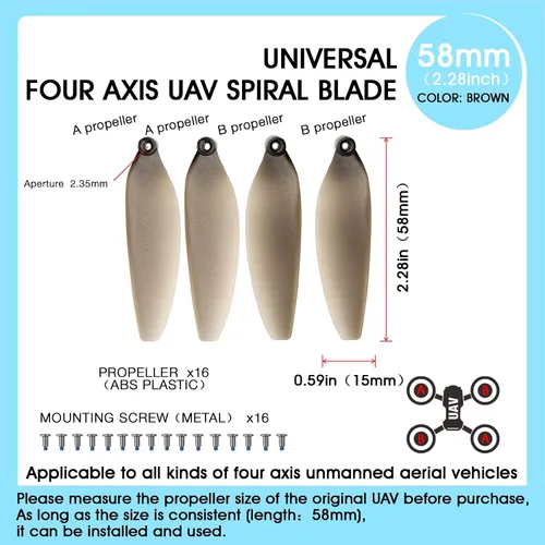 Miniatura 2 de Hélices universales de 2.283 in/2.28 pulgadas para modelos E88, E25, K911, S115, S119, A17, S132, F167, X28, X26, L106, accesorios de repuesto