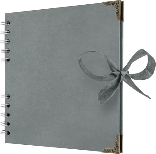 Miniatura 38 de Bstorify Álbum de recortes de 10 x 10 pulgadas, 70 páginas, protectores de esquina de papel kraft grueso azul, cierre de cinta, ideal para tus