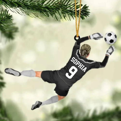 Miniatura 7 de Adorno de fútbol personalizado, adorno de Navidad de jugador de fútbol personalizado con nombre y número, regalo deportivo único para hombres