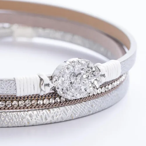 Miniatura 191 de FANCY SHINY - Pulsera de cuero estilo bohemio, pulsera de cuentas de cristal con cierre magnético, regalos de joyería para mujer