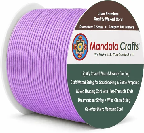 Miniatura 231 de Cuerda Mandala Crafts 0.03 pulgadas 109 yardas para hacer joyería, artesanía, macramé, cuerda de algodón encerado Negro