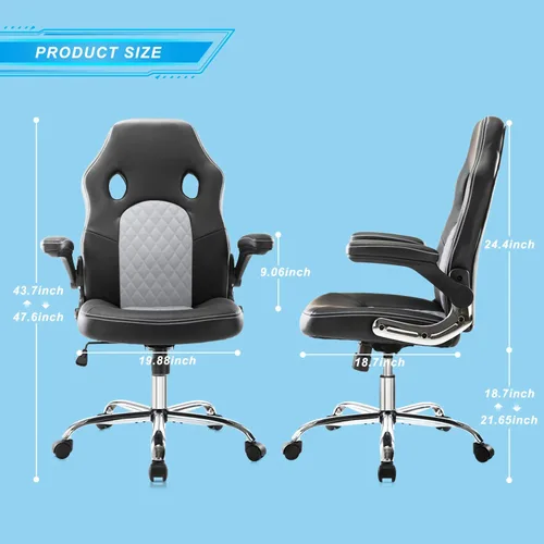 Miniatura 3 de Silla de oficina ergonómica para videojuegos, silla de oficina de piel sintética, silla de escritorio con respaldo alto, silla de trabajo giratoria