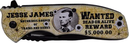 Miniatura 6 de Cuchillo de bolsillo plegable Wild Bill Hickok, cuchillo de bolsillo de acero inoxidable de 4.75 pulgadas con retrato pintado de Wild Bill Hickok