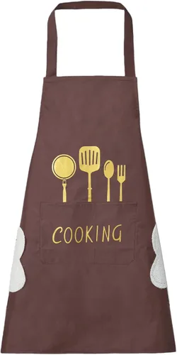 Miniatura 17 de DILLMAN Delantal de cocina para mujer con bolsillos para limpiar las manos, bolsillo grande, limpieza a mano, impermeable para cocinar y hornear