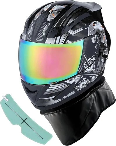 Miniatura 15 de 1Storm - Casco de cabeza completa para motocicleta, diseño de calavera mecánica HJDJ11