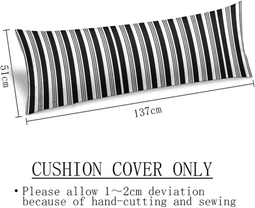 Miniatura 3 de Funda de almohada corporal a rayas blancas y negras, fundas de almohada a rayas blancas y negras, funda de almohada larga moderna con cremallera