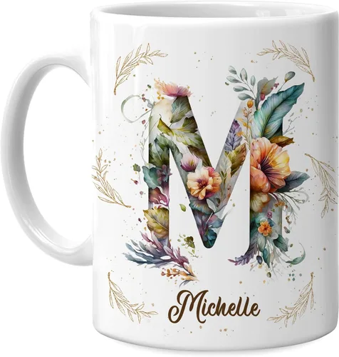 Miniatura 25 de Hyturtle Taza de café personalizada con inicial con nombre, monograma de cumpleaños, regalos de Navidad para niñas y mujeres, letra A del alfabeto