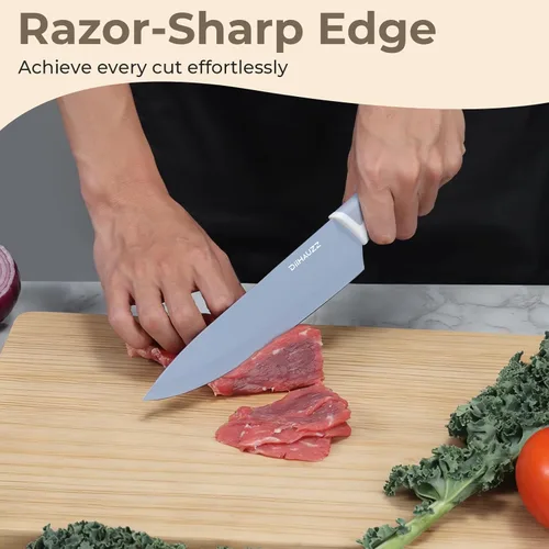 Miniatura 6 de DiiHAUZZ Juego de cuchillos de cocina de 12 piezas con revestimiento antiadherente saludable, cuchillos de acero inoxidable antioxidante aptos