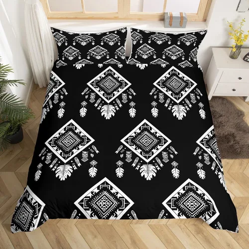 Miniatura 10 de Erosebridal Southwestern - Juego de funda de edredón tamaño individual, diseño geométrico étnico, estilo bohemio, azteca, para niños, adolescentes