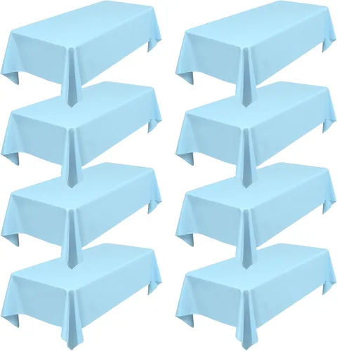Miniatura 23 de Showgeous Paquete de 4 manteles rectangulares de poliéster de 60 x 102 pulgadas, resistentes a las arrugas, lavables, para bodas, mesas de comedor