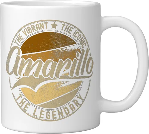 Miniatura 2 de Amarillo TX Texas Vintage Distressed Ceramic Mug, Black/White