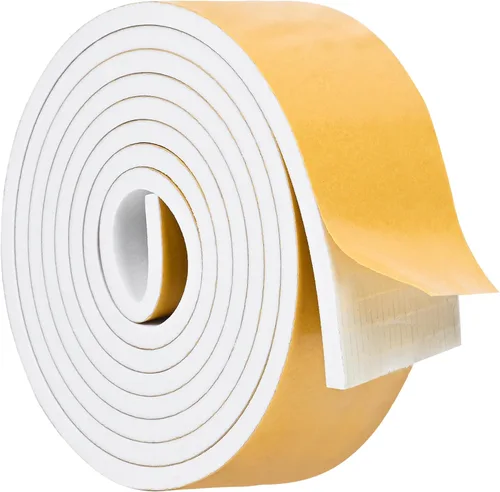 Miniatura 22 de Burlete de cinta de espuma autoadhesiva blanca para puertas y ventanas de 1 pulgada × 3/4 pulgada × 13 pies, tira de sellado de espuma de alta Blanco
