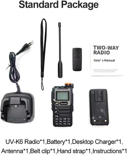 Miniatura 6 de Quansheng UV-K6 UV-K5 (8) Walkie Talkie 5W Airband Radio Tipo C Carga UHF VHF DTMF FM Radio bidireccional con función de alarma meteorológica NOAA