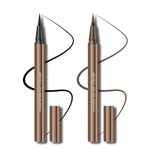 Miniatura 8 de KYDA Delineador de ojos líquido negro, tinte mate natural, punta ultrafina, lápiz delineador de ojos pigmentado duradero, fórmula suave y sedosa