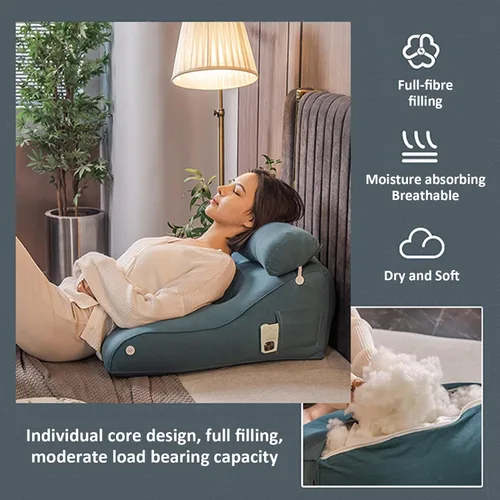 Miniatura 4 de Almohada de lectura triangular con cuña para cabecero y reposo de cama, cojín de apoyo para la espalda para leer, jugar, ver la televisión