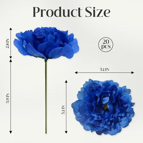 Miniatura 3 de 20 Piezas Flores Artificiales Peonías, Peonías Falsas de Seda de 5" con Tallos de 6" Sin Hoja, Flores de Peonías Sintéticas para Decoración