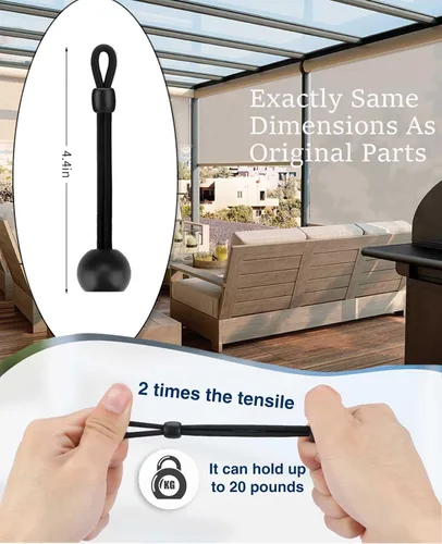 Miniatura 2 de Correas elásticas universales para sombra, piezas de repuesto, compatibles con persianas enrollables Coolaroo para exteriores, persianas para Negro