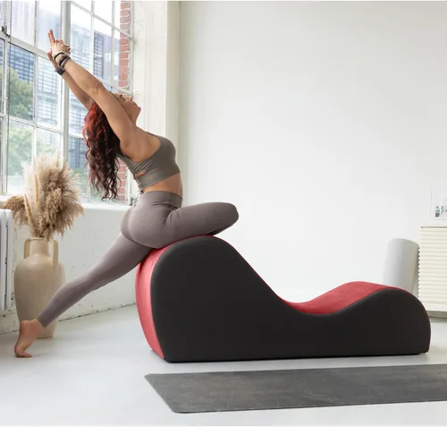 Miniatura 9 de Avana Chakra Yoga Chaise - 2 reposacabezas ajustables y asas con correas ajustables, micro terciopelo/microbucle, rojo y gris