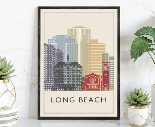 Miniatura 25 de Póster de ilustración de Albuquerque, póster de horizonte de Albuquerque, impresión de paisaje urbano y monumento, ilustración de arte de pared