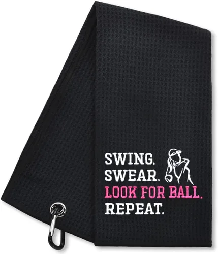 Miniatura 8 de Hafhue Swing Swear Look - Toalla de golf, para abuelo, papá, amante del golf, toallas de golf bordadas con clip, regalos de cumpleaños de Navidad