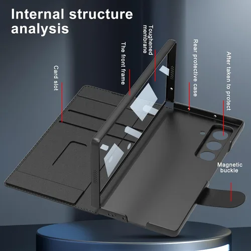 Miniatura 2 de Funda protectora de cuero para Samsung Galaxy Z Fold 7 con ranura para lápiz capacitivo y S-Pen (ranura extraíble para bolígrafo y S-Pen)