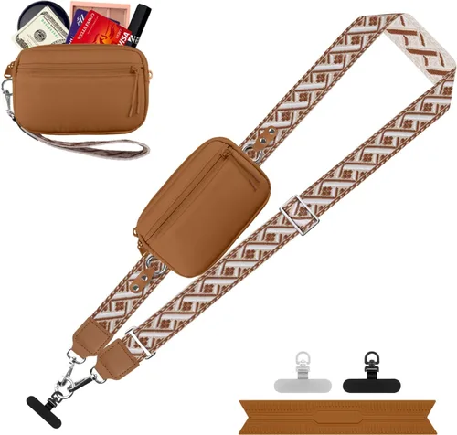 Miniatura 25 de YFWE Correa de clip and go para teléfono con cartera cruzada, cordón ajustable para teléfono con cartera RFID desmontable, correa universal