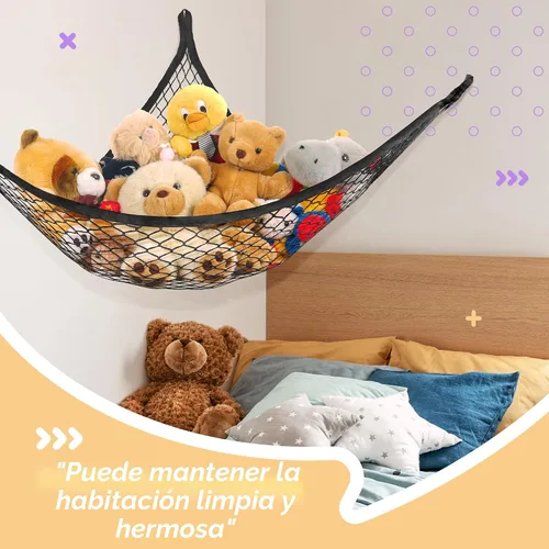 Miniatura 3 de Lazebox Hamaca de red para animales de peluche para juguetes de peluche, hamaca de animales de peluche de esquina para decoración de habitación