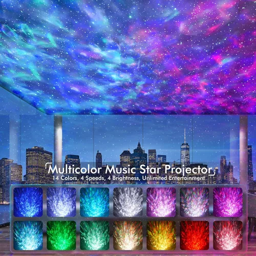Miniatura 2 de Rossetta Proyector de estrellas, proyector de galaxia para dormitorio, luz nocturna LED Aurora con altavoz Bluetooth, ruido blanco, temporizador