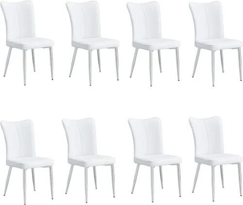 Miniatura 15 de Juego de 4 sillas de comedor modernas, juego de sillas de cocina de piel sintética, asiento tapizado acolchado grueso, sillas laterales negras sin