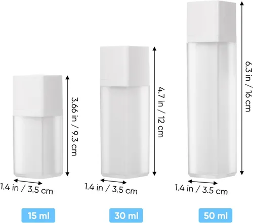 Miniatura 5 de minkissy Loción Crema Bomba Envase Airless Skincare Botellas 0.5 fl oz+1.0 fl oz+1.7 fl oz Dispensador de botellas cosméticas estirable recargable
