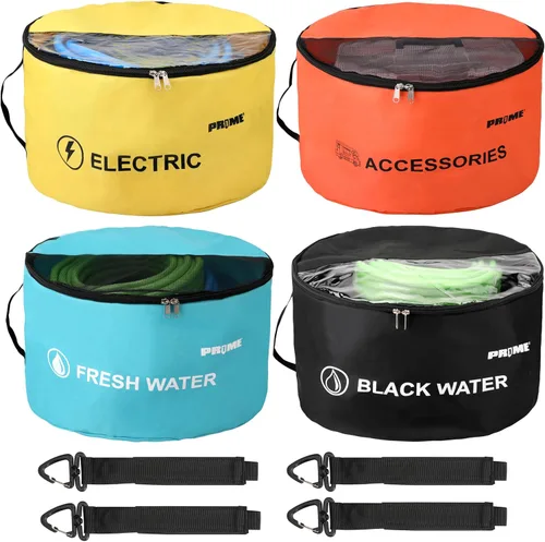 Miniatura 10 de PR1ME - Paquete de 4 bolsas impermeables para manguera de caravana, bolsa de utilidad para manguera de alcantarillado, accesorios de cámper