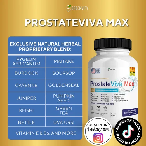 Miniatura 3 de ProstateViva Max Suplementos de próstata para hombres, flujo urinario natural y apoyo de la vejiga, 60 cápsulas