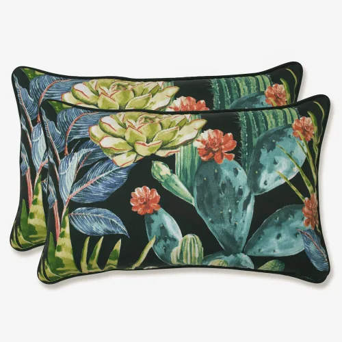 Miniatura 8 de Pillow Perfect Almohadas botánicas para interiores y exteriores, 2 unidades, acento, 16.5 x 16.5 pulgadas, naranja Sunny Daze