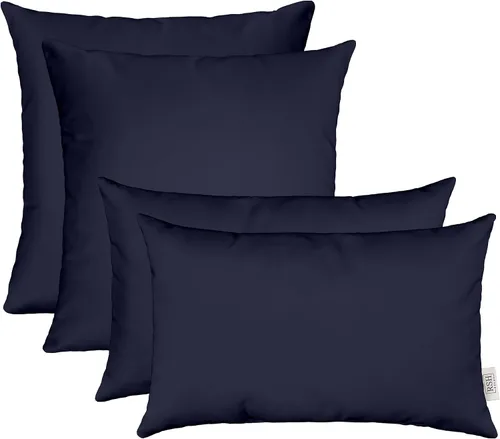 Miniatura 33 de RSH DECOR: Sunbrella Juego de 4 almohadas lumbares y cuadradas 20 x 12 pulgadas y 17 x 17 pulgadas Tela resistente al agua y a la decoloración