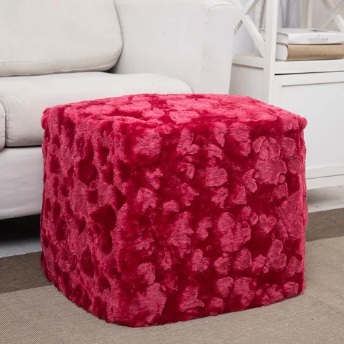 Miniatura 13 de DaDalogy Bedding - Funda para puf otomano de piel sintética [sin relleno] – Rosa Coral Baby Peach Geométrico brillante, suave y acogedor