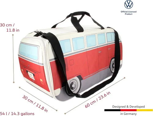 Miniatura 12 de BRISA VW Collection - Volkswagen Samba Bus T1 Camper Van Sport, gimnasio, bolsa de viaje, bolsa de lona con compartimento para zapatos y artículos