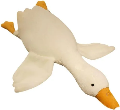 NatureMan Peluche de ganso de 33.4 pulgadas, juguete de peluche de ganso muy grande, lindo cojín de felpa de ganso blanco, súper suave para todas