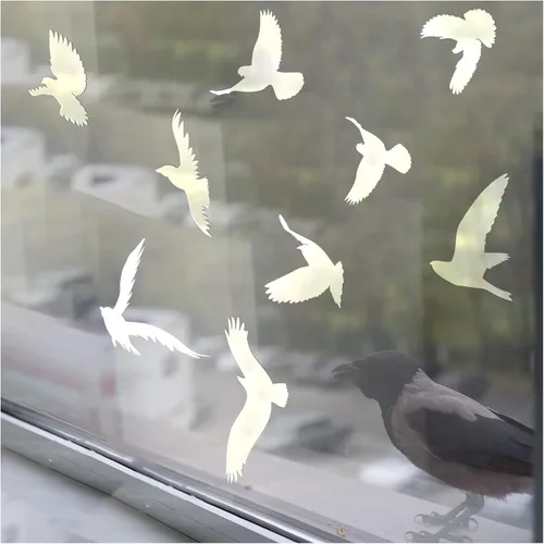 Miniatura 3 de 37 adhesivos anticolisión para ventanas, salva a los pájaros de golpes de ventanas, advierte a los pájaros, color blanco