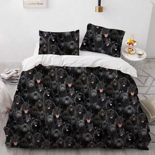 Miniatura 16 de Airedale Terrier - Juego de funda de edredón con estampado de cara de perro, juego de ropa de cama de 3 piezas, juego de funda de edredón suave