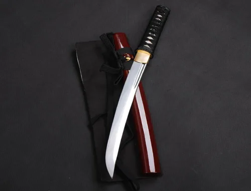 Miniatura 4 de Katana corta de espiga completa de acero al carbono Samurai japonés Tanto de acero al carbono