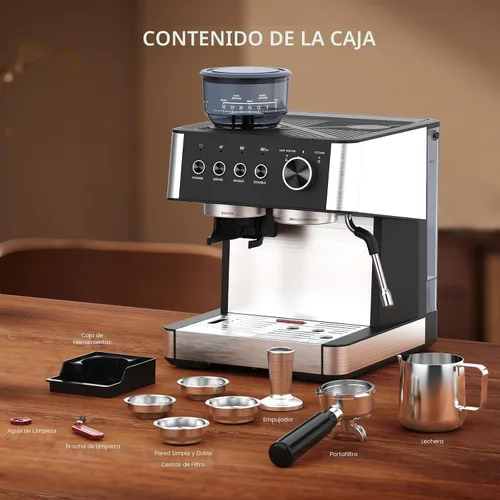 Miniatura 7 de Máquina de café expreso (2025 Mejora) de 20 bares con molinillo de café anti-obstrucción incorporado, máquinas de café expreso con varita