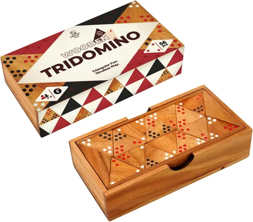 BSIRI Juego de dominó triangular de madera, juego de azulejos triangulares, estrategia para adultos, juegos de mesa clásicos de dominó y familia,