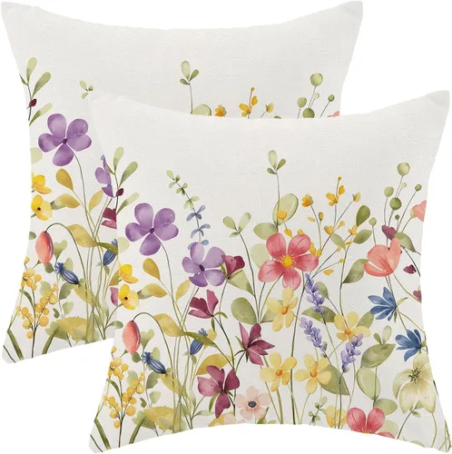 Miniatura 8 de AEIOAE Fundas de Almohada de Primavera 12x20 Pulgadas Juego de 2, Fundas de Almohadas Decorativas de Flores Silvestres y Plantas Verde Salvia
