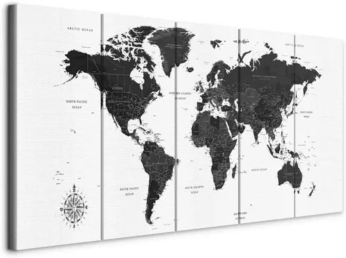 Miniatura 15 de artgeist Lienzo decorativo para pared, mapa del mundo, 40 x 16 pulgadas, 5 unidades, decoración del hogar, enmarcado, estirado, foto, pintura