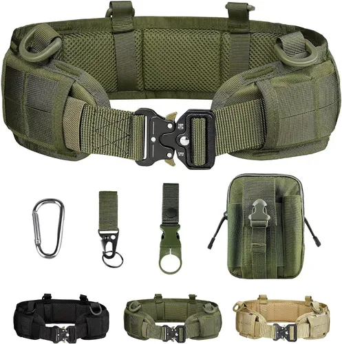 Miniatura 7 de Cinturón de batalla táctico Cinturones tácticos Soporte de cinturón táctico para hebilla de metal Cinturón de liberación rápida con bolsas